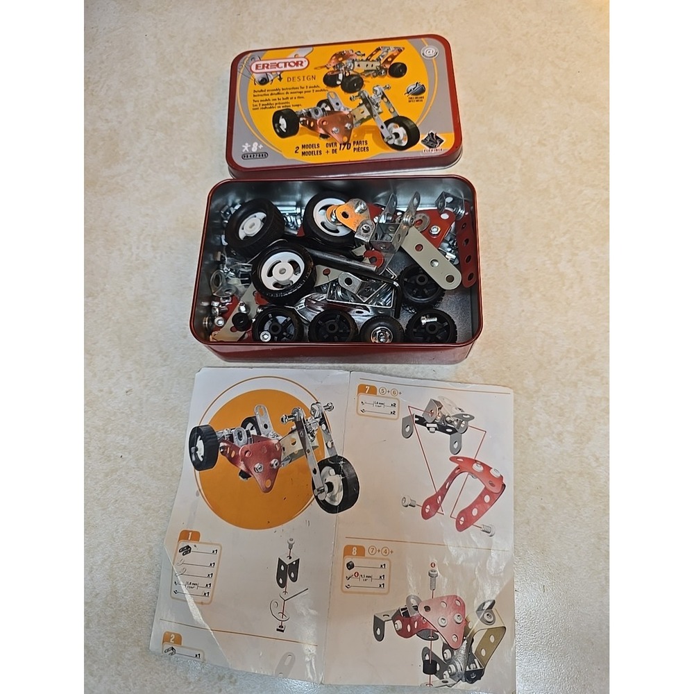 Meccano Erector Design‎ 2-Models Motorcycle & ATV 170 Parts/Pieces Set #842706E